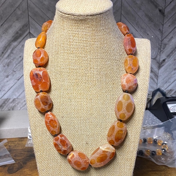 Carnelian  faceted 18 inch Aprilsplace necklace - Picture 4 of 9